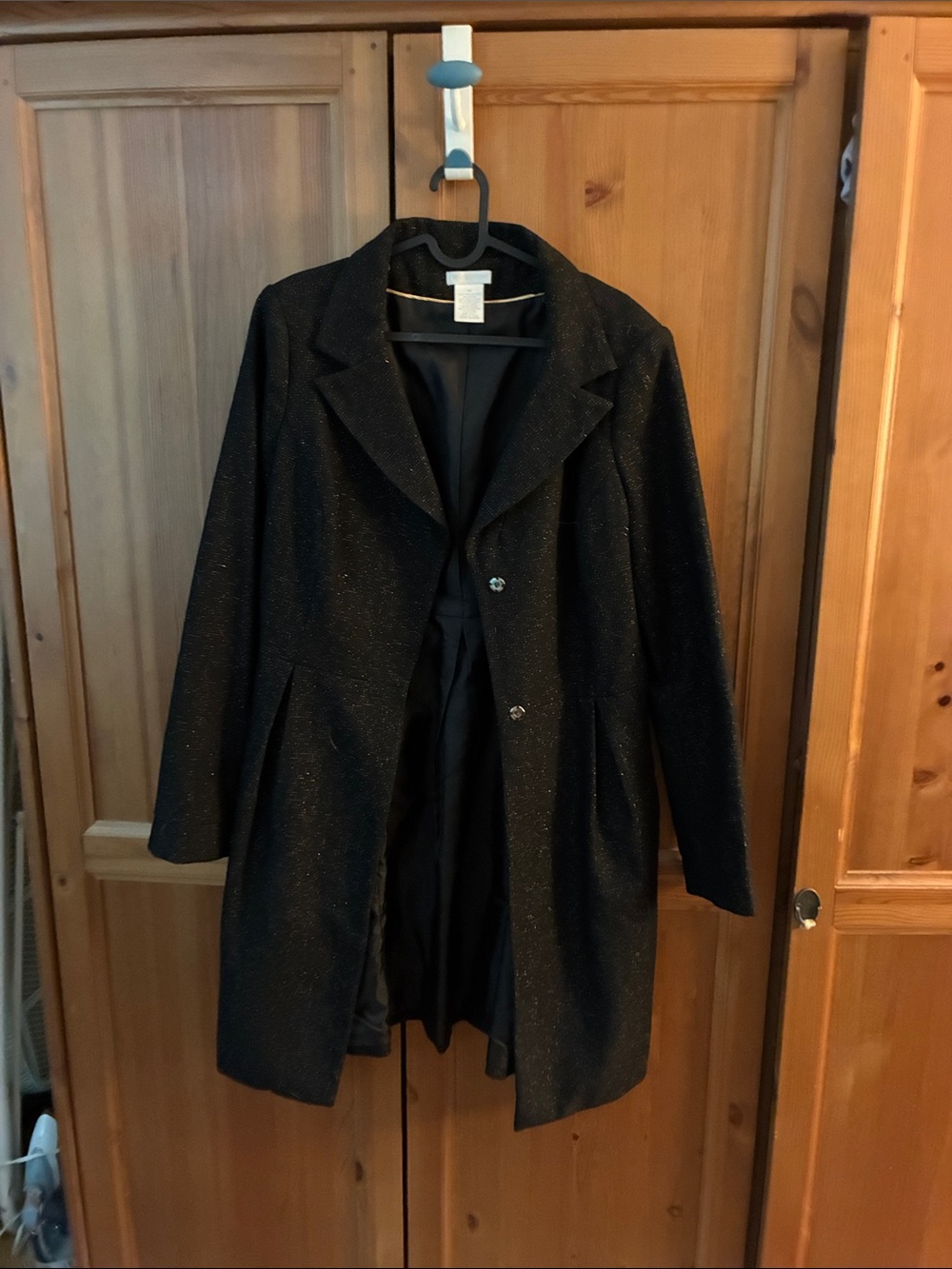 Worthington Black Sparkle Trench Coat